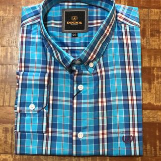 Camisa Xadrez Azul Claro Manga Longa Dock's