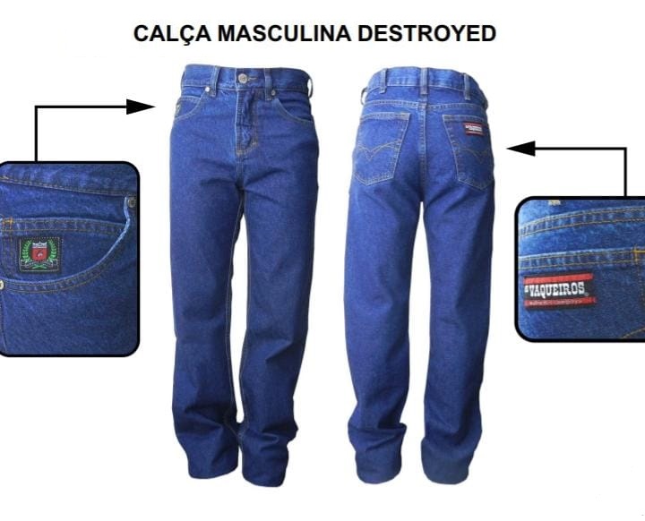 Calça Jeans Masculina Destroyed Vaqueiros