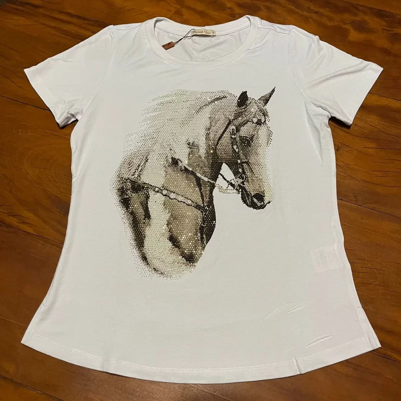 T-SHIRT ZOE HORSE WESTERN CAVALO BRANCO - Image 4