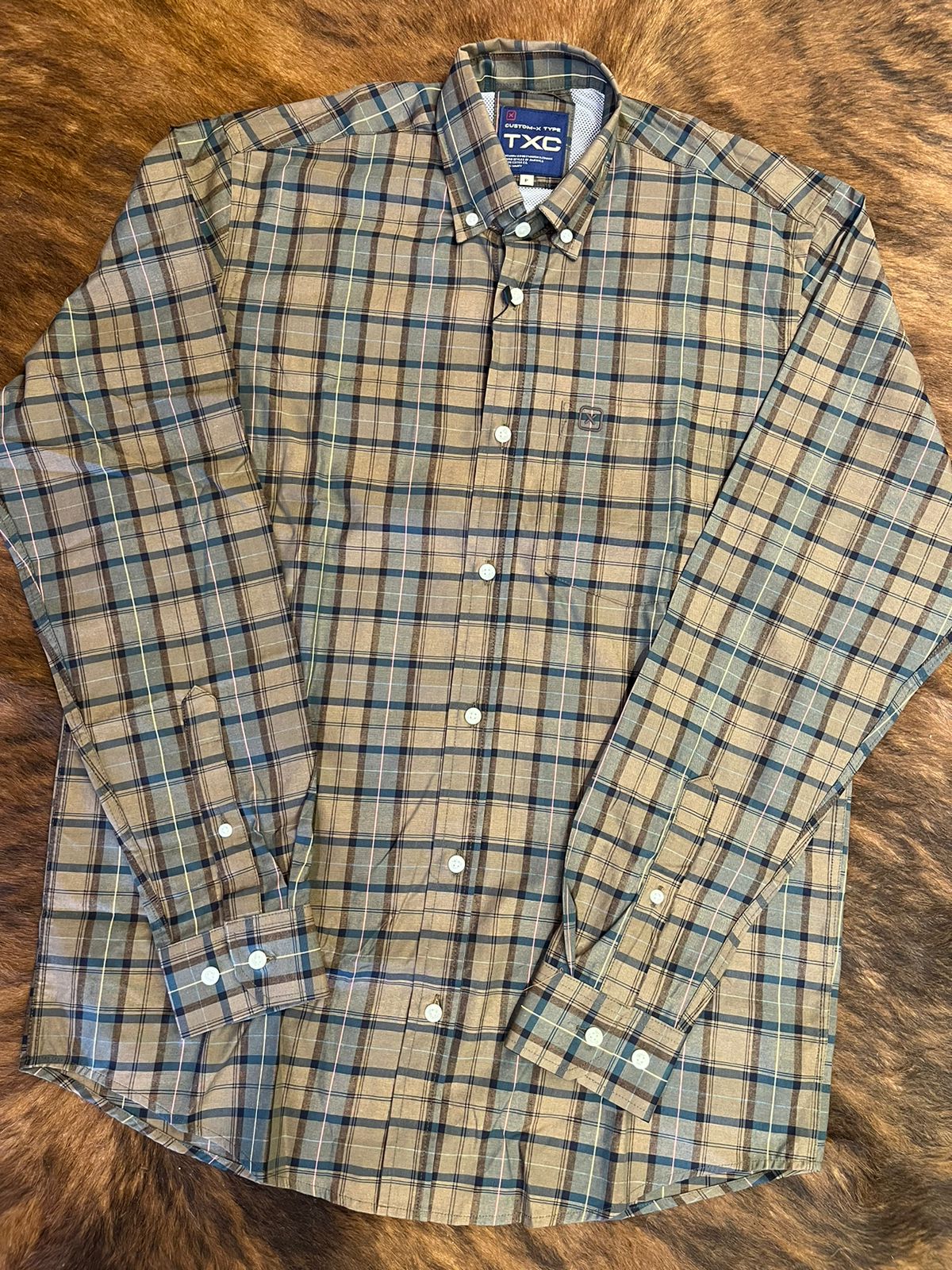 Camisa Regula Tricoline Bordada Marrom 29344L