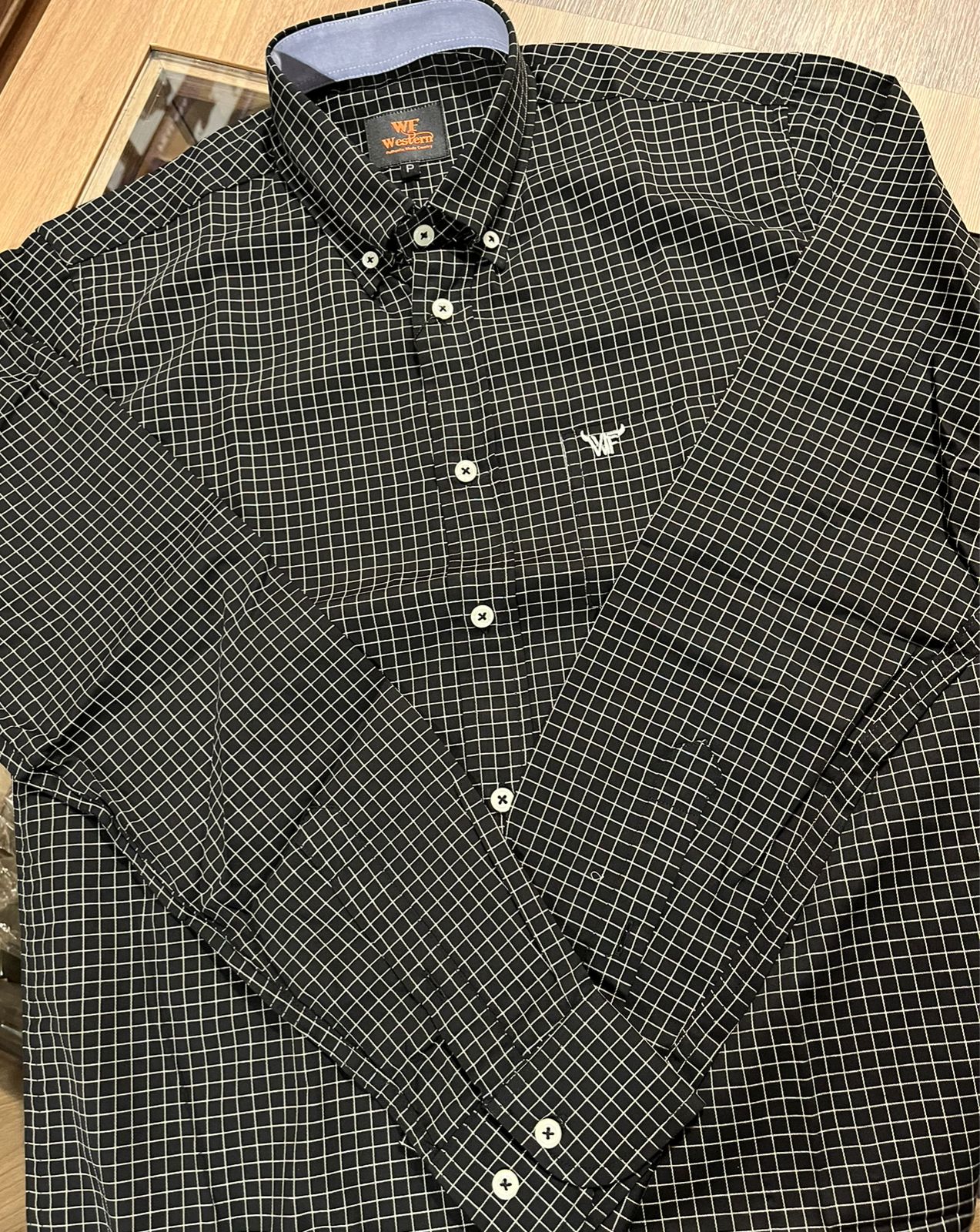 Camisa Manga Longa WF Western Xadrez Preto e Branco cód 3686