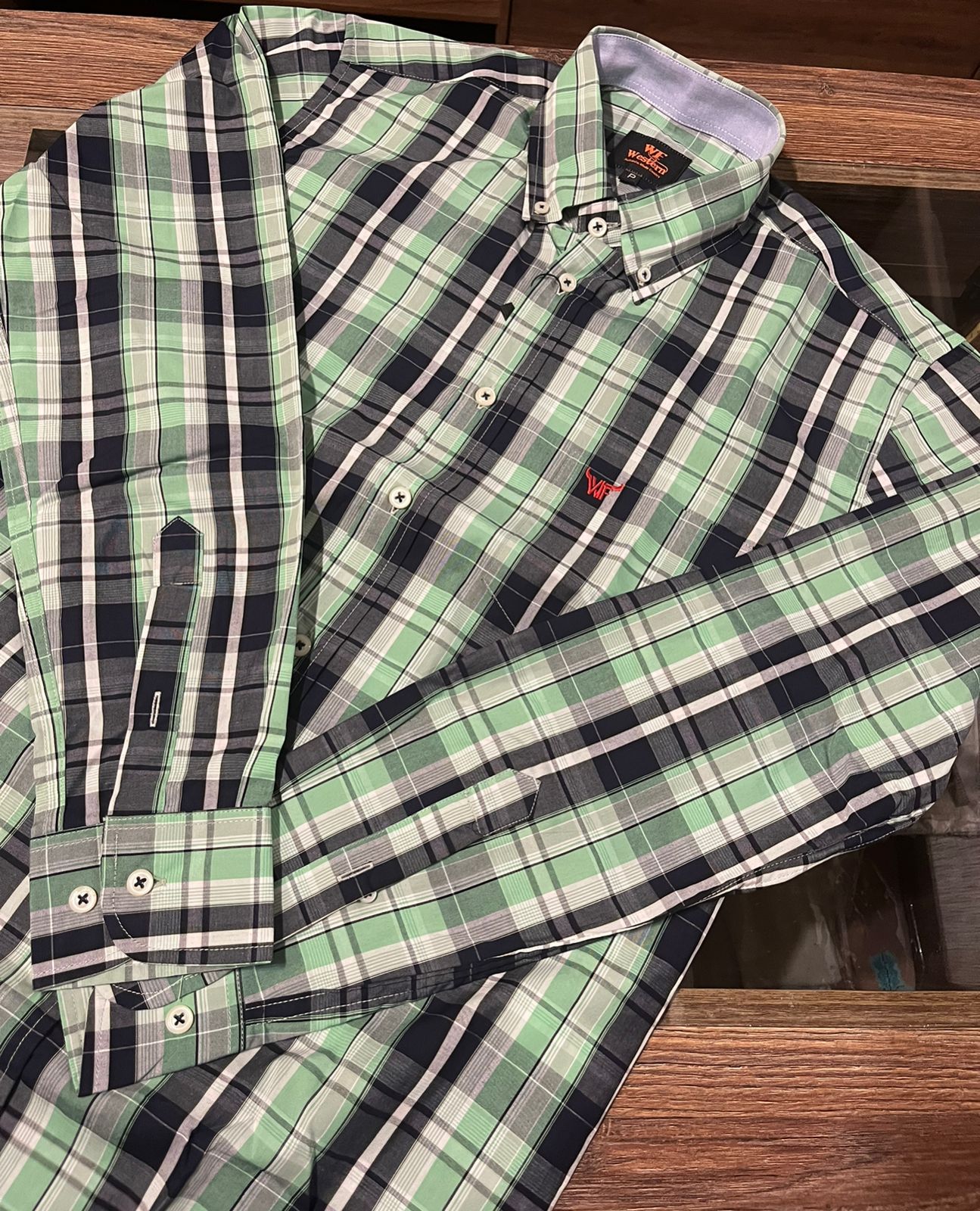 Camisa Manga Longa WF Western Xadrez Verde e Azul cód 3686