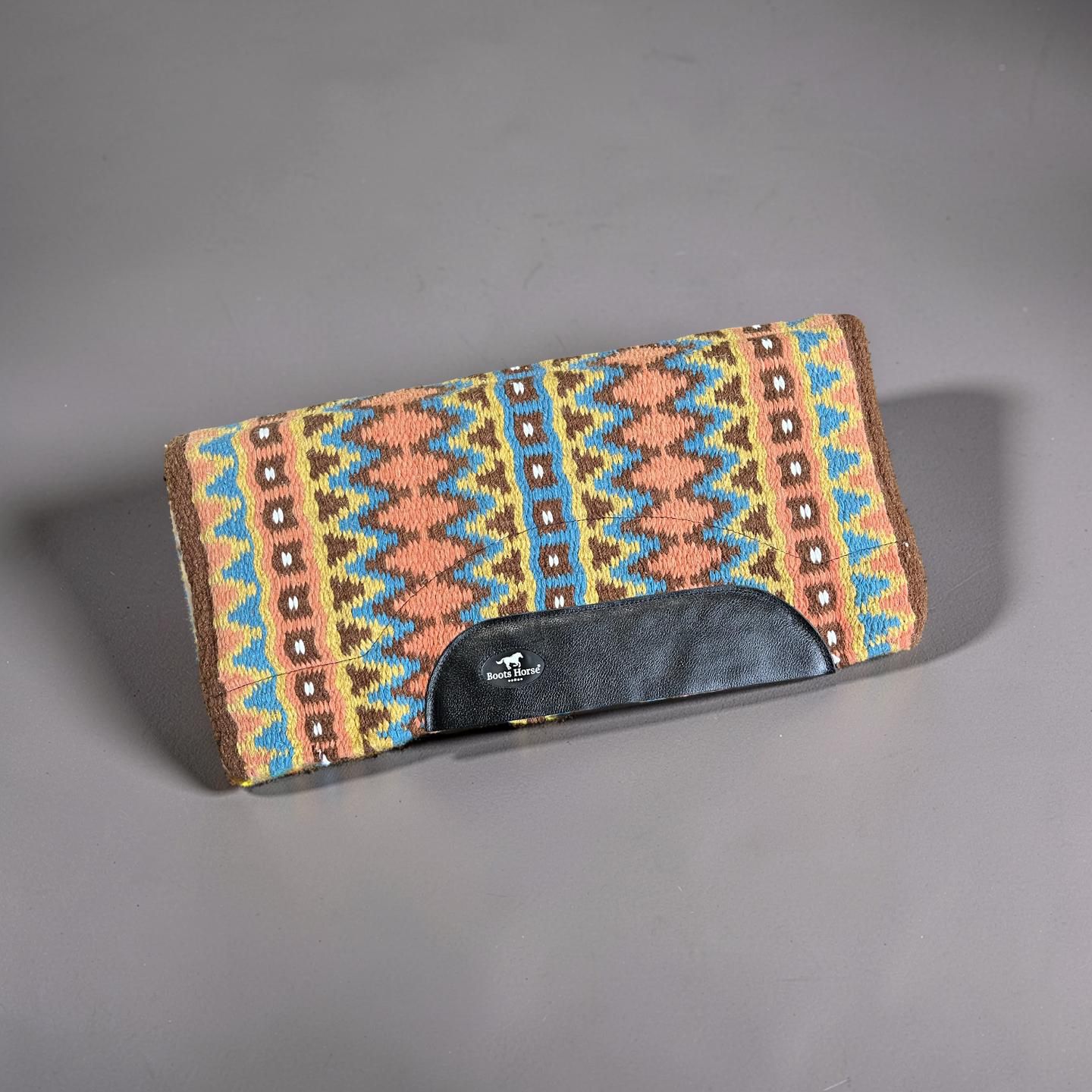 Manta Navajo Boots Horse Curvada 30x32 Salmão/Marrom/Azul Cód. 9039