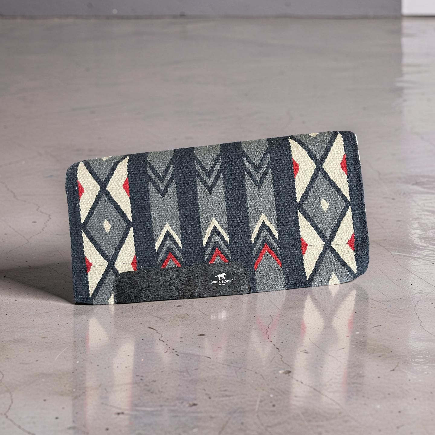 Manta Navajo Tambor 30x32 Cinza escuro/Cinza claro/Creme/Vermelho Cód. 1801