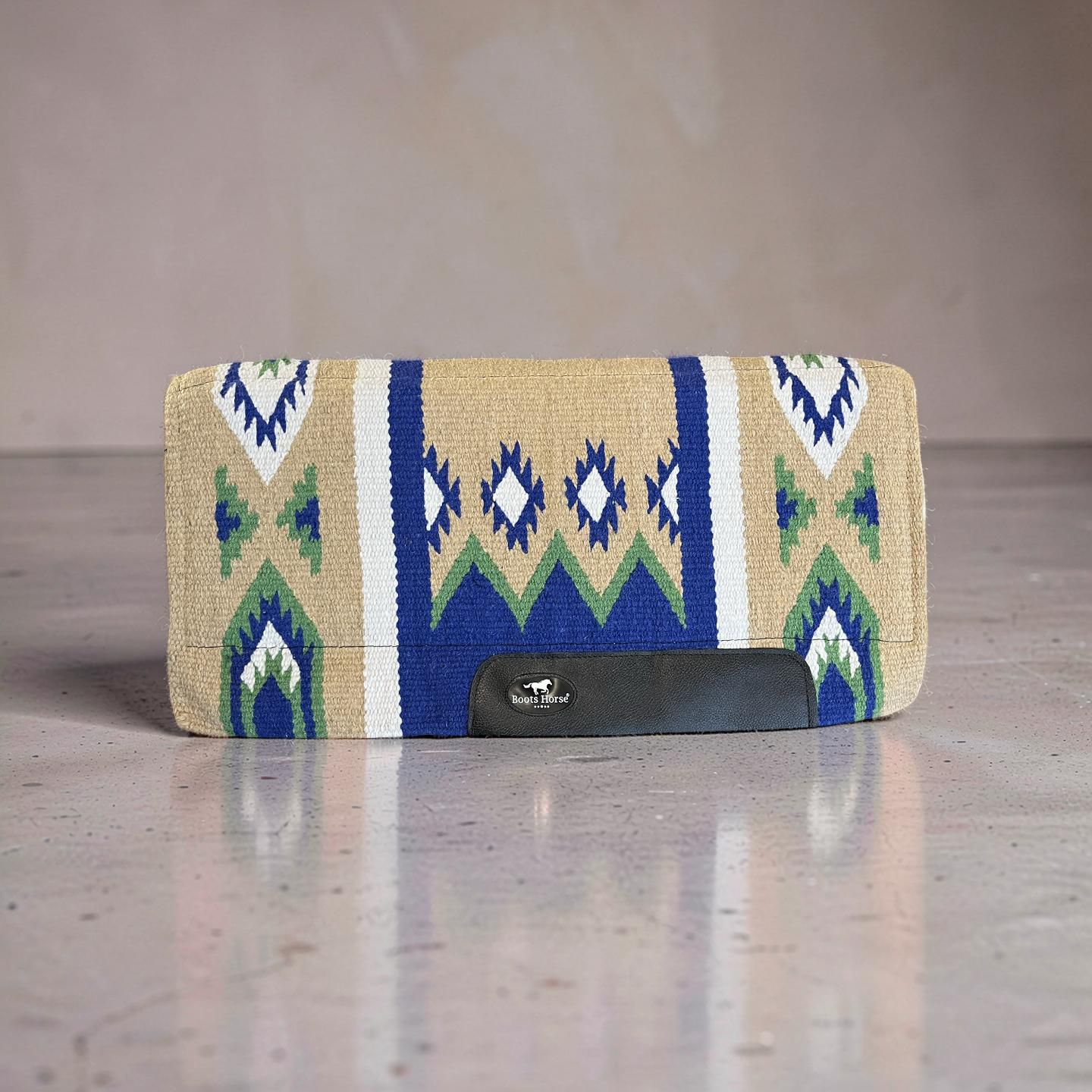 Manta Navajo Tambor Azul/Bege Cód. 1801