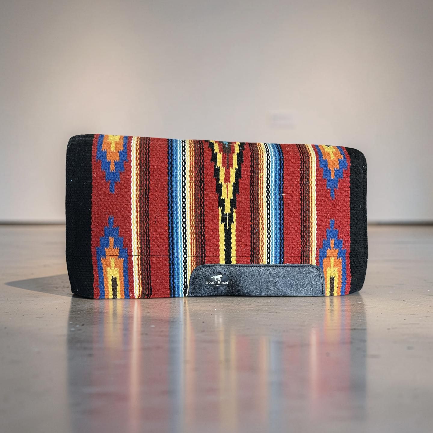 Manta Navajo Tambor 30x32 Preto/Vermelho/Amarelo Cód. 1801