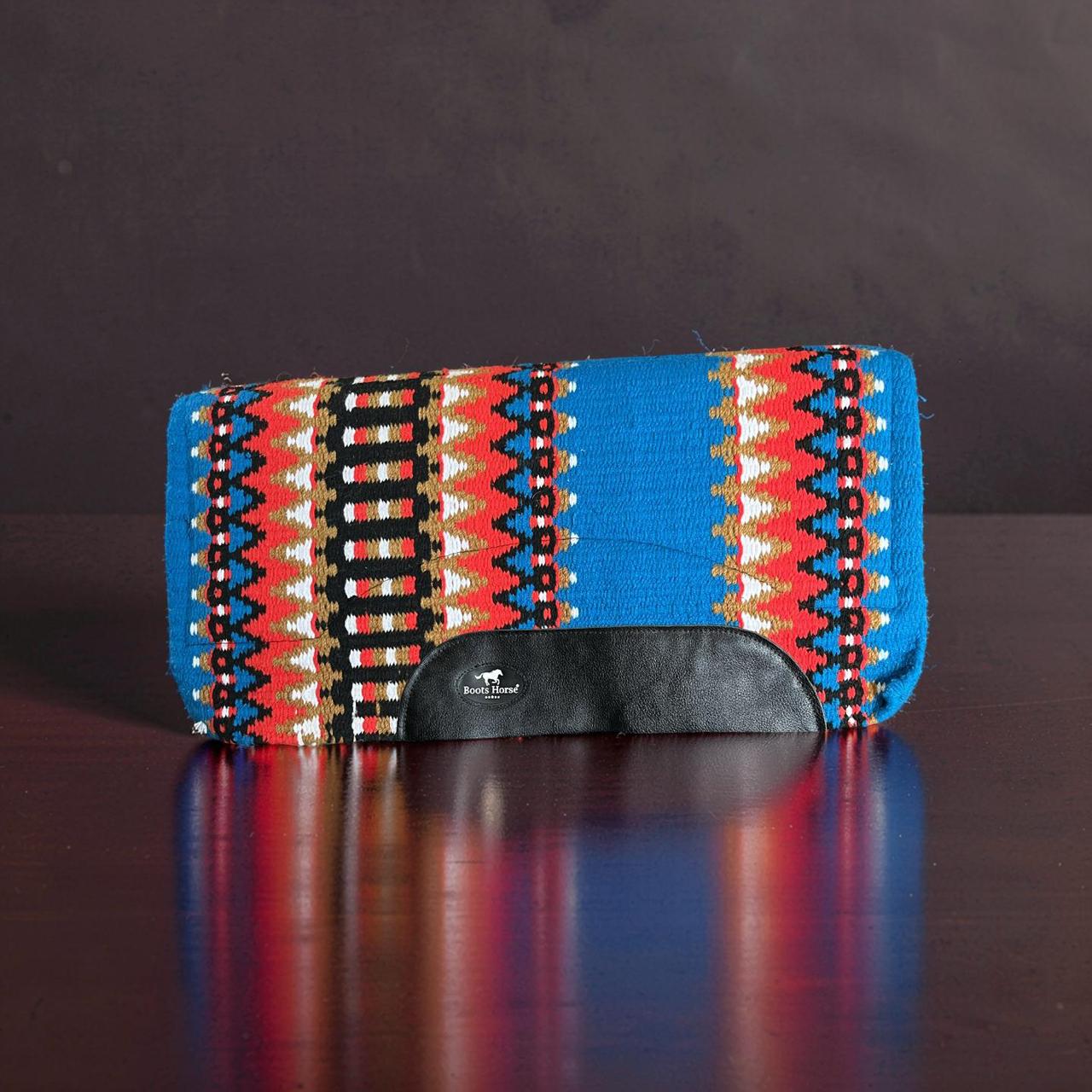 Manta Navajo Tambor Curvada Azul Turquesa/Vermelha Cód. 9039